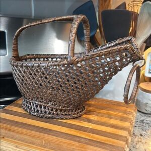 Woven Brown Basket with Handle